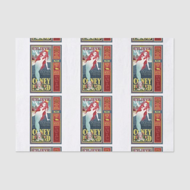 Redheaded coney island mermaids tissue paper (Front)