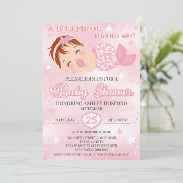 Redheaded Girl Baby Shower Invitation  (Standing Front)