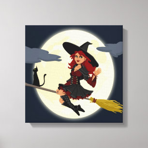 REDHEADED HALLOWEEN WITCH CANVAS PRINT