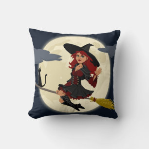 REDHEADED HALLOWEEN WITCH CUSHION