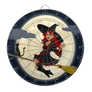 REDHEADED HALLOWEEN WITCH DARTBOARD