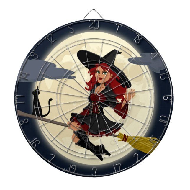 REDHEADED HALLOWEEN WITCH DARTBOARD (Front)
