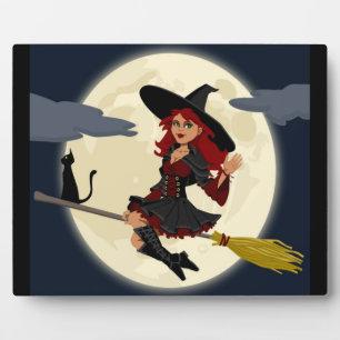 REDHEADED HALLOWEEN WITCH PLAQUE
