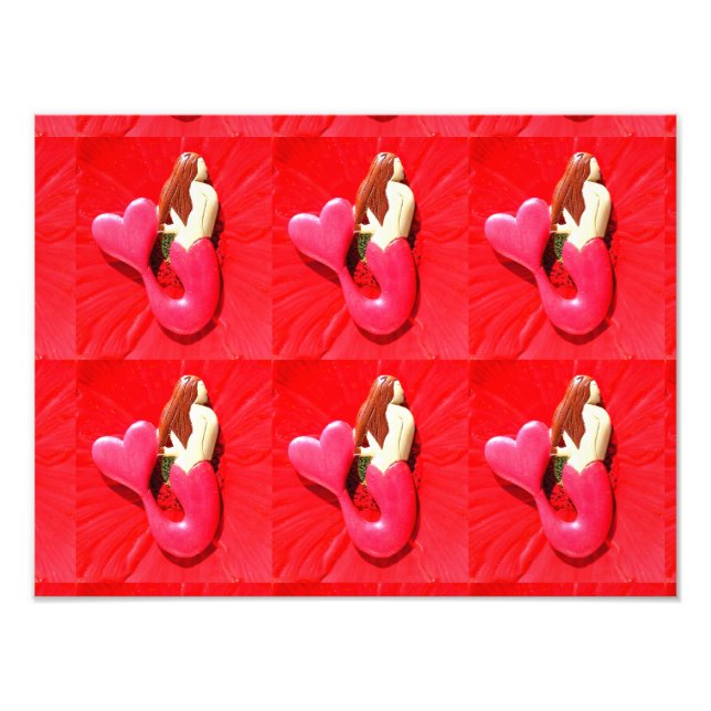 redheaded heart-tail mermaid photo print (Front)