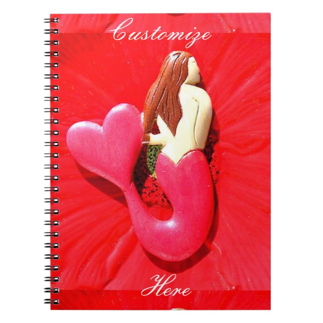 redheaded heart-tailed mermaid notebook (Front)