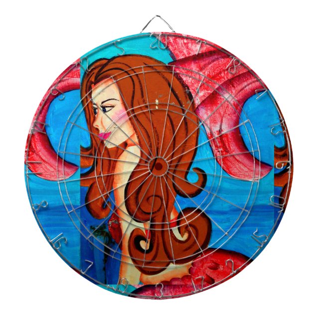 redheaded mermaid dart board (Front)