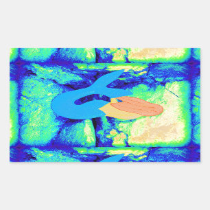 redheaded mermaid design rectangular sticker