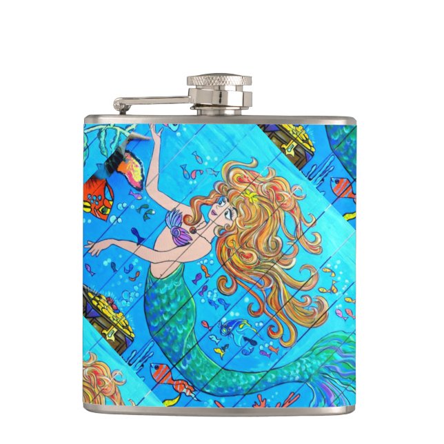 redheaded mermaid flask (Front)