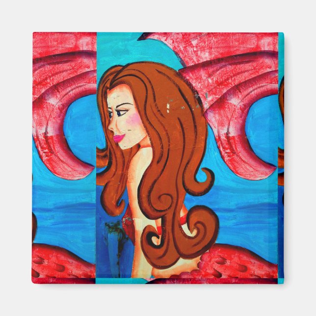 redheaded mermaid magnet (Front)