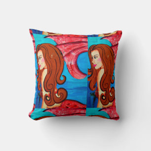 redheaded mermaid pillow