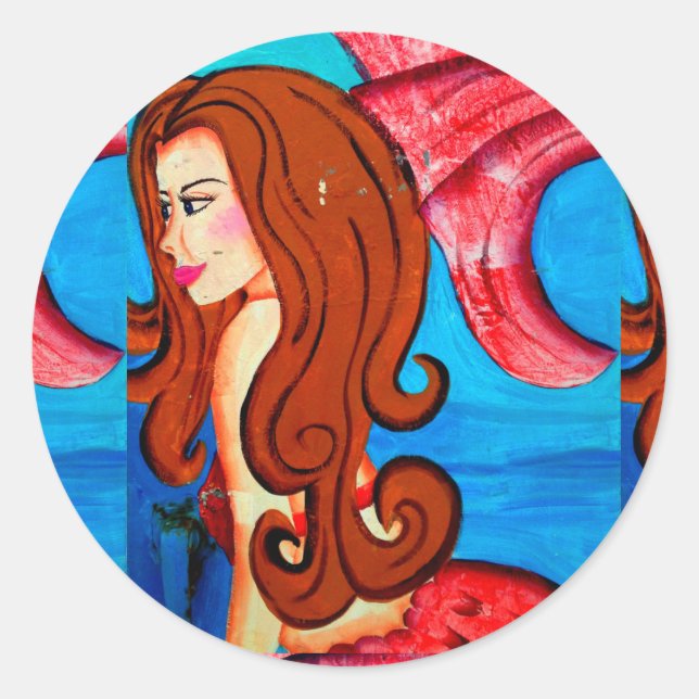 redheaded mermaid sticker (Front)