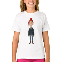 Redheaded Smiling Young Girl with Red Hat and 