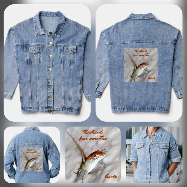Redheads have more Fun Photographic Lizard Denim Jacket (Creator Uploaded)