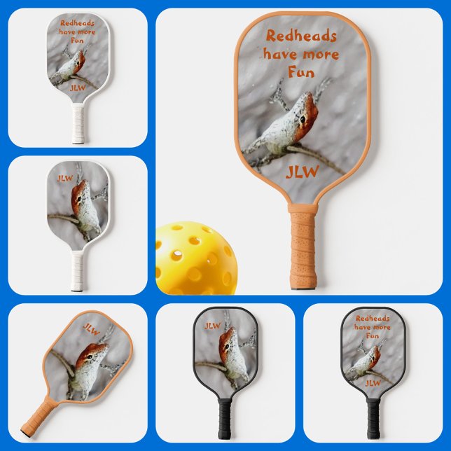 Redheads Have More Fun Redheaded Anole Lizard Pickleball Paddle (Creator Uploaded)