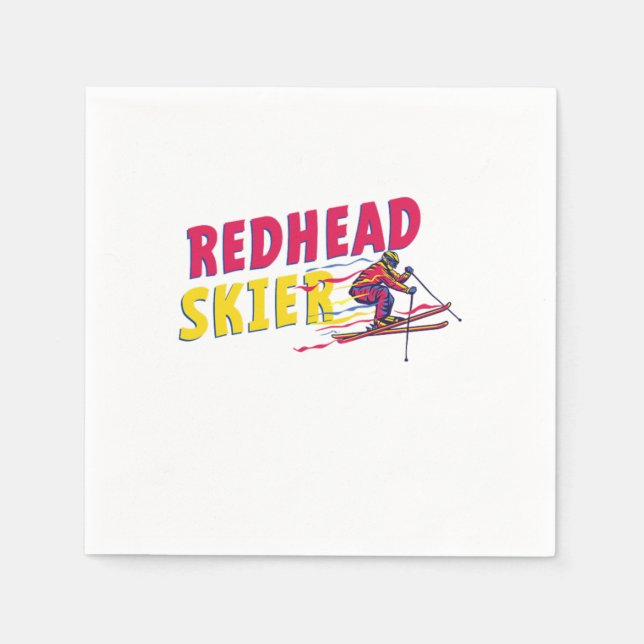 Redheads Skier Ski Red Hair Ginger Redhead Gift Napkin (Front)