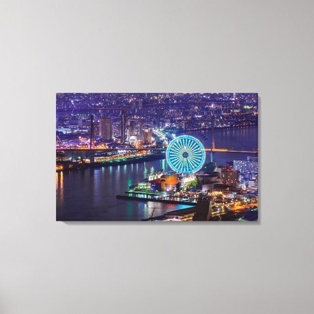 Redhorse Osaka Wheel & Skyline At Night Canvas Art (Front)