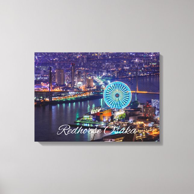 Redhorse Osaka Wheel & Skyline At Night Canvas Art (Front)