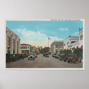 Redlands, CA - Business District Town Center Vie Poster