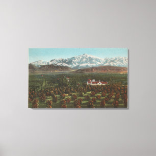 Redlands, CA - Mountain & Orchard Scene Canvas Print