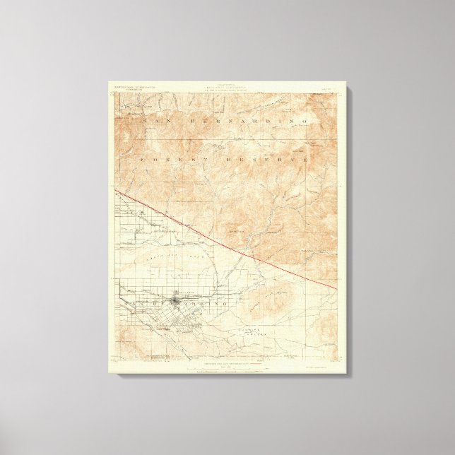 Redlands quadrangle showing San Andreas Rift Canvas Print (Front)