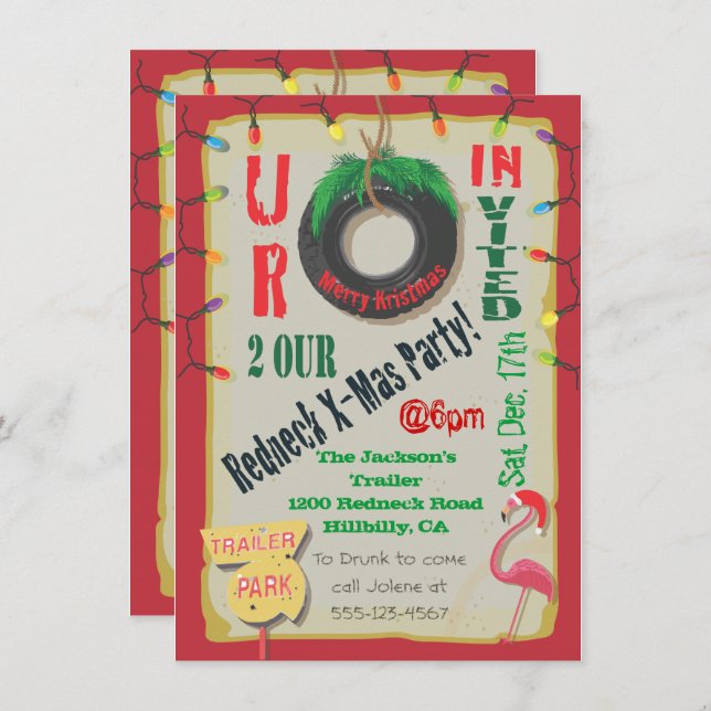 Redneck Christmas Party Invitations (Front/Back)