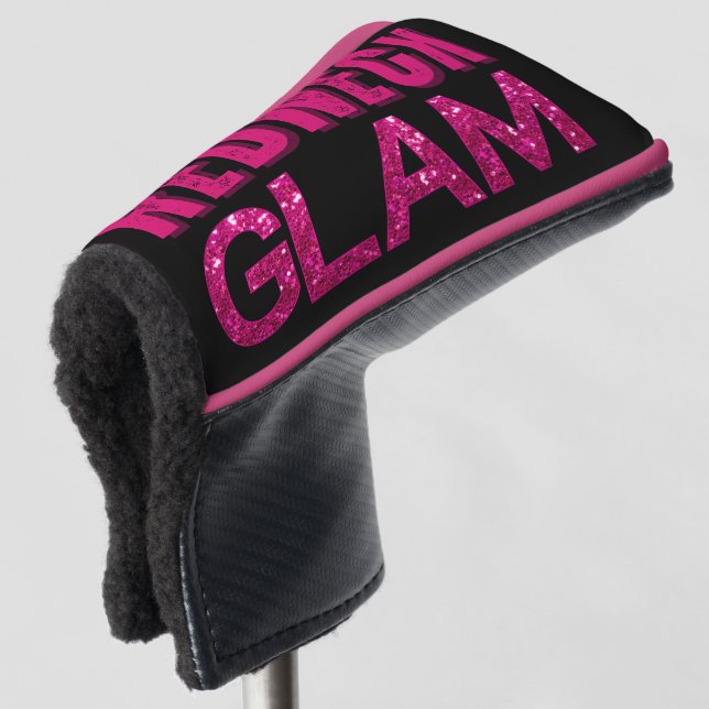 Redneck Glam Pink Glitter on Black Golf Head Cover (3/4 Front)
