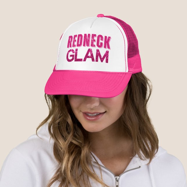 Redneck Glam Pink Glitter Trucker Hat (In Situ)