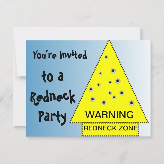 Redneck party Warning sign with gunshots Invitation (Front)
