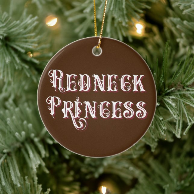 Redneck Princess Fancy Text Ceramic Tree Decoration (Tree)