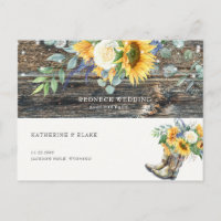 Redneck Wedding Rustic Sunflower Save the Date 