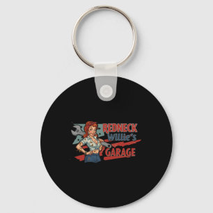 Redneck Willie's Garage Sticker Key Ring