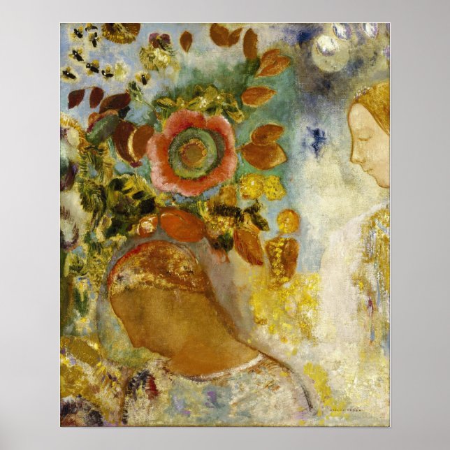 Redon - Two Young Girls Among Flowers Poster (Front)