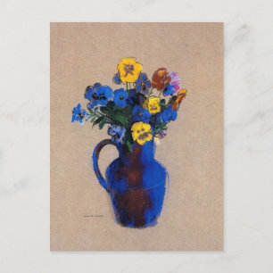 Redon - Vase of Flowers Pansies, Postcard