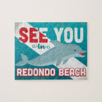 Redondo Beach Dolphin - Retro Vintage Travel