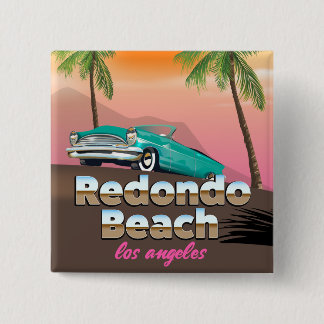 Redondo Beach LA travel poster 15 Cm Square Badge
