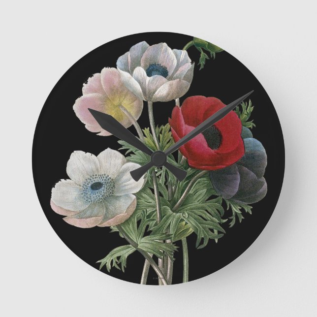 Redoute: Anemone, 1833 Round Clock (Front)