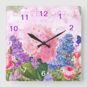 Redoute Flower Collage Wall Clock