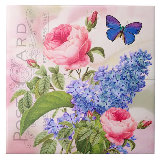 Redoute Flowers Ceramic Tile (Front)