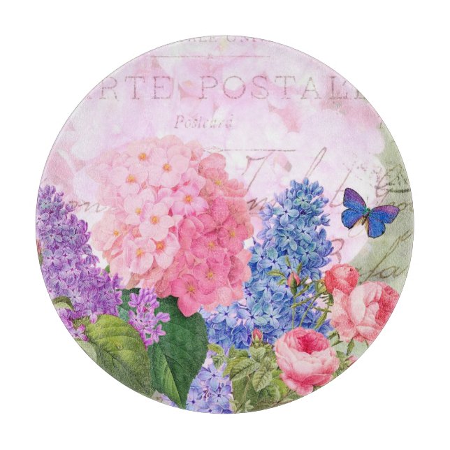 Redoute Flowers Decorative Glass Cutting Board (Front)