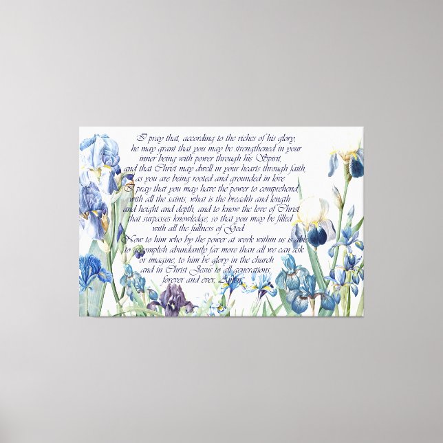 Redoute Iris Flowers Ephesians 3 Bible Print (Front)