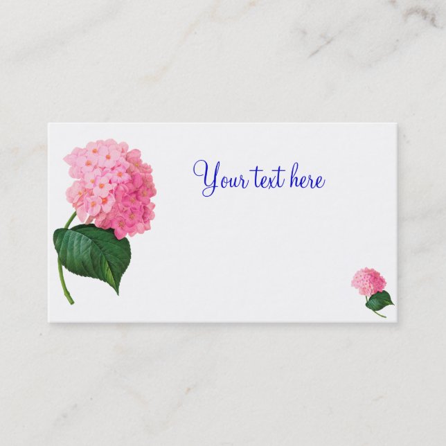 Redoute Pink Hydrangea Business Cards (Front)