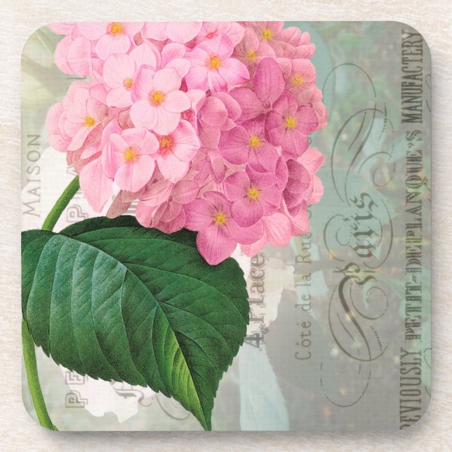 Redoute Pink Hydrangea Coasters (Front)