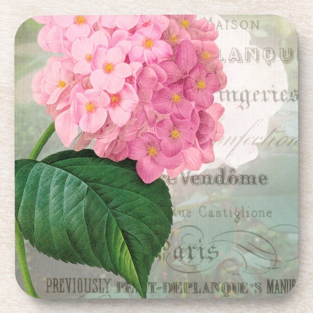 Redoute Pink Hydrangea Coasters (Front)