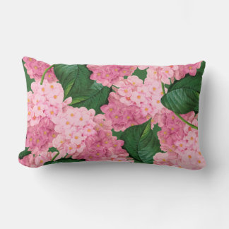 Redoute Pink Hydrangea Flowers Pillow