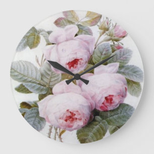 Redoute Pink Roses Wall Clock