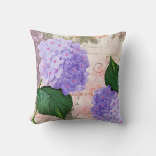 Redoute Purple Flowers Throw Pillow