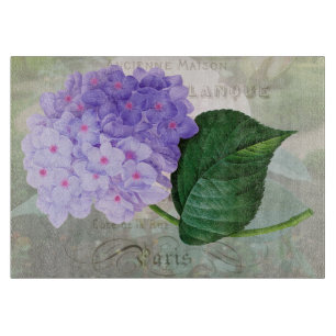 Redoute Purple Hydrangea  Glass Cutting Board
