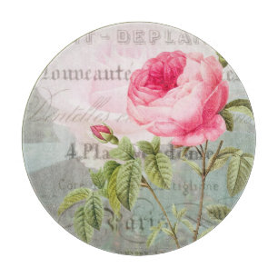 Redoute Rose Decorative Glass Cutting Board