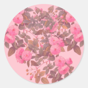 Redoute Roses Classic Round Sticker