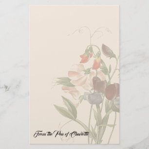 Redoute Sweet Peas Flowers Personalised Stationery